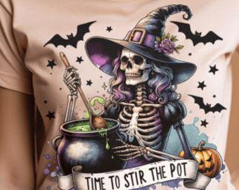 Czas zamieszać w garnku - Garnek do mieszania czarownic - Halloween - Projekt - PNG - Natychmiastowe pobranie