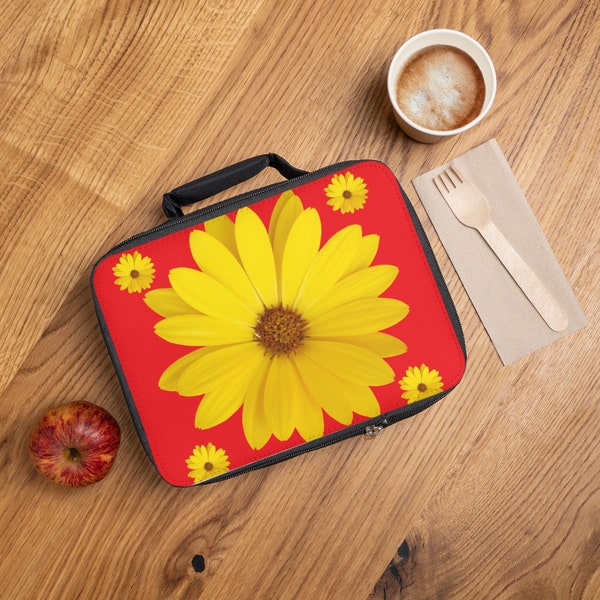 yellow lunch bag floral lunch bag yellow flower bag Mother's Day gift flower lunch bag