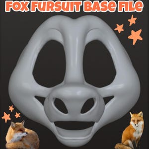 Fox/canine fursuit head base 3d print file only
