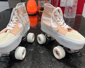 Custom Quad Roller Skates in Peach Suede – Brand New UK SIZE 5.5