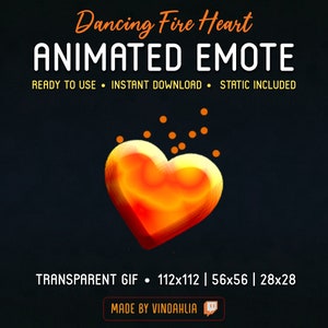 ANIMATED FIRE HEART Dancing Emote  | Static Version Included | Twitch Discord Emotes for Streamers