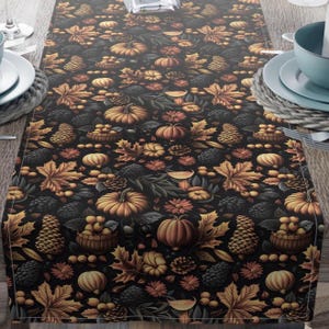 Autumn Harvest Pumpkin Table Runner | Perfect for Thanksgiving Gathering | Festive Thanksgiving Decor |Seasonal Fall Decor | Table Linen