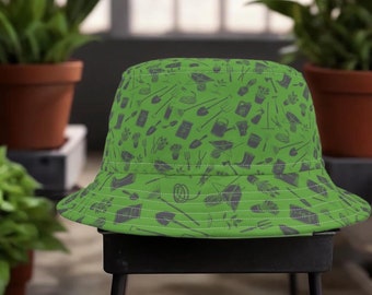 Bob pour jardinier urbain - Chapeau de jardinage vert pour homme avec motif d'outils, protection solaire écologique, chapeau de style de vie en plein air