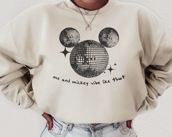 Me and Mickey Vibe Like That Sweatshirt, Disneyland T-Shirt, Theme Park Orlando Magic Disco Ball Eras Mickey Mouse Sweatshirt