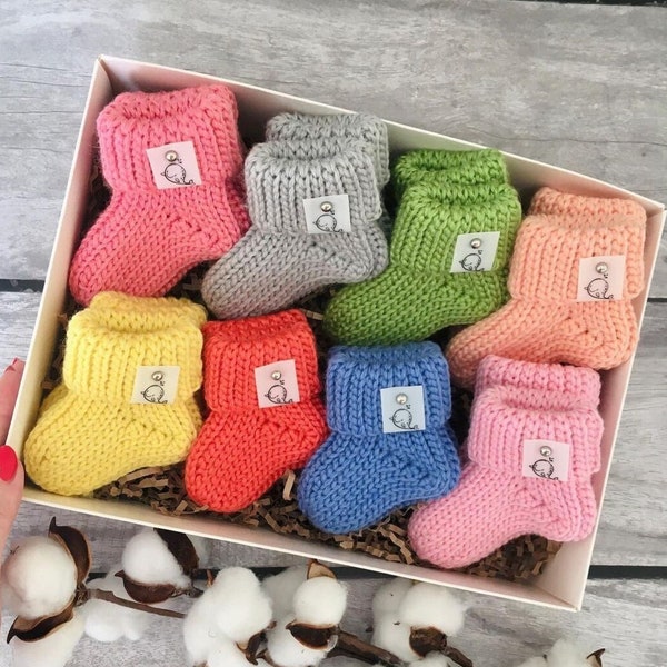 Handmade Knitted Crochet Warm Merino Wool Baby socks 3-6 months