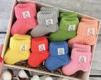 Handmade Knitted Crochet Warm Merino Wool Baby socks 3-6 months