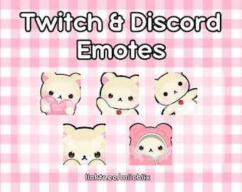 Paquete de gestos de oso lindo (5) para Twitch y Discord / Oso de peluche Kawaii / Oso Kuma / Listo para usar