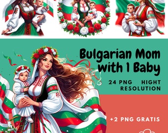 Imágenes prediseñadas de madre y bebé búlgaros, belleza de Bulgaria (impresión PNG)