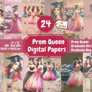La principessa del ballo di fine anno, documenti digitali della regina del ballo di fine anno, serata del ballo di fine anno, stampabile, documenti per scrapbooking, carta digitale Decoupage, La stella del ballo di fine anno, Ragazzo del ballo di fine anno