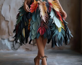 Whimsical Flight: Handmade Feather Skirt for Mesmerizing Elegance