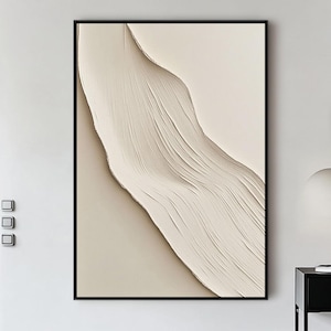 Large Beige Texture Painting,Beige Minimalism Abstract Oil Painting on Canvas,Beige Abstract Canvas Painting,Modern Wabi Sabi Wall Art