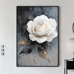 Large White Floral Textured Oil Painting,Abstract Floral Landscape Wall Art,Blooming Flower Painting,Custom Floral Painting,Livingroom Decor