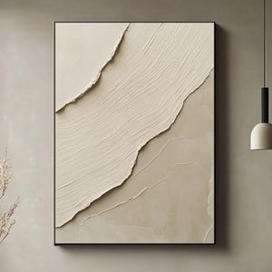 Grande dipinto astratto su tela beige, dipinto minimalista beige testurizzato su tela, arte murale Wabi Sabi beige, decorazione da parete moderna per soggiorno