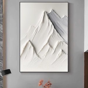 Peinture 3D originale montagne blanche sur toile Art mural montagne enneigée style Art mural texturé montagne blanche chambre décoration murale peinture à l'huile
