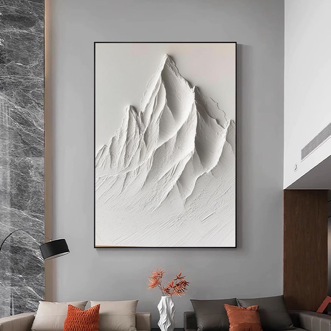 White Snow Mountain Wall Art Original 3D White Mountain Painting on ...