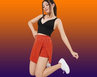 Hana Fashion - Jodie Slit Skort Pants Jupes courtes pour femmes - Orange