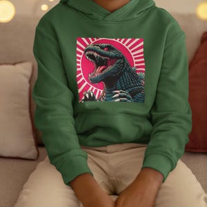 Godzilla Rising Sun Rising Sun Toddler/Kids/Adult Unisex Hoodie, Kaiju Gojira Hoodie Sweater, Anime Hoodie, Japanese Hoodie, Monster Hoodie
