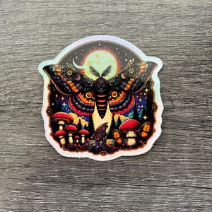 Holographic Moth Mushroom Sticker, Animal Sticker, Moth Sticker, Plant Sticker, Stickers For Nature Lovers, Insect Lovers