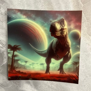 T-Rex Space Glow In The Dark Waterproof Sticker, Dinosaur Sticker, T Rex Sticker, Dinosaur Glow In Dark Sticker, T Rex Glow in Dark Sticker