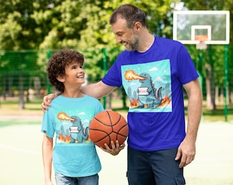 Godzilla Rawr/Dad Kawaii Toddler/Kids/Adult Unisex Shirt, Cute Kawaii Yokaii Monster Shirt, Playful Dino Cartoon Shirt, Godzilla Dad Shirt
