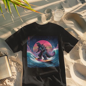 Godzilla Surf Relax Kanji Toddler/Kids/Adult Unisex Shirt, Anime Summer Shirt, Gojira Monster Beach Shirt, Summer Kaiju Yokai Shirt