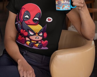 Camiseta unisex para niños y adultos de Deadpool y Wolverine: mejores amigos. Camiseta de superhéroe adorable. Deadpool y Wolverine de anime.