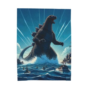 Godzilla Rises Plush Throw Blanket, Anime Godzilla Blanket, Kids Blanket, Japanese Blanket, Kaiju Blanket, Gojira Blanket image 6