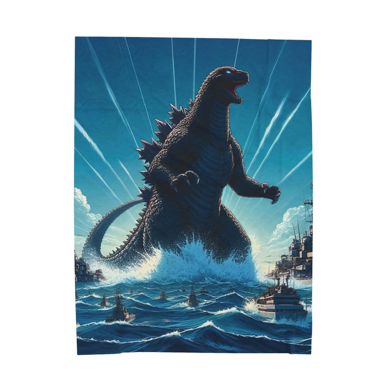 Godzilla Rises Plush Throw Blanket, Anime Godzilla Blanket, Kids Blanket, Japanese Blanket, Kaiju Blanket, Gojira Blanket image 6
