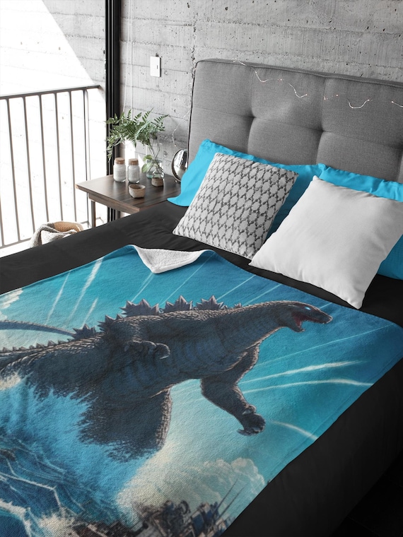 Godzilla Rises Plush Throw Blanket, Anime Godzilla Blanket, Kids Blanket, Japanese Blanket, Kaiju Blanket, Gojira Blanket