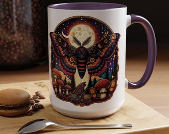 Bohemian Moth & Mushroom Mug: Gothic Nature Lover Gift