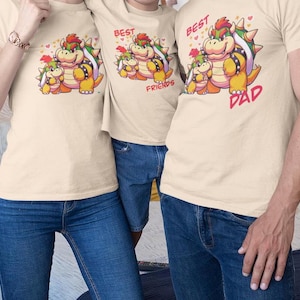 Bowser und Junior Kinder / Erwachsene Unisex Shirt, Vater Vater und Sohn Shirt, Best Friends Shirt, Gamer Papa Shirt Vatertag, Mario Bowser Shirt