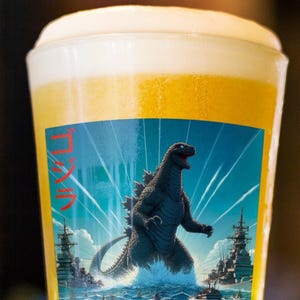 Godzilla Yokai 16 oz Mixing Glass, Godzilla Pint Glass, Gojira Yokai Cup, Anime Pint Glass, Kaiju Drinkware, Godzilla Drink