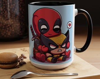 Deadpool och Wolverine 15 Oz mugg, superhjältemugg, bästa vännermugg, söt animehjältemugg, rolig kawaii-mugg