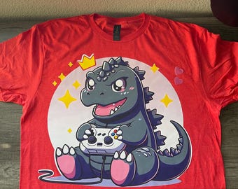 Chemise unisexe Godzilla Gamer pour enfants/adultes, chemise Anime Godzilla, chemise Gamer mignonne, chemise Kawaii, chemise Kaiju, chemise Gojira, chemise de jeu