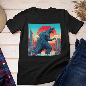 Retro Godzilla City Toddler/Kids/Adult Unisex Shirt, Vintage Kaiju Gojira, Throwback Yokai, Godzilla Gamer, Anime Shirt, Monster Shirt