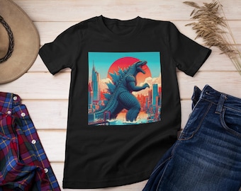 Retro Godzilla City Toddler/Kids/Adult Unisex Shirt, Vintage Kaiju Gojira, Throwback Yokai, Godzilla Gamer, Anime Shirt, Monster Shirt