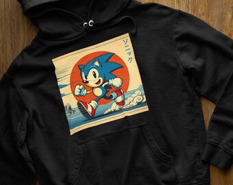 Japanese Sonic Kanji Toddler/Kids/Adult Unisex Hoodie, Anime Gamer Hoodie, Japanese Kanji Hoodie