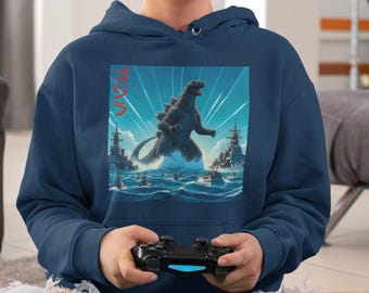 Godzilla Rises Toddler/Kids/Adult Unisex Hoodie, Kaiju Gojira Hoodie Sweater, Anime Hoodie, Japanese Hoodie, Monster Hoodie, Yokai Hoodie