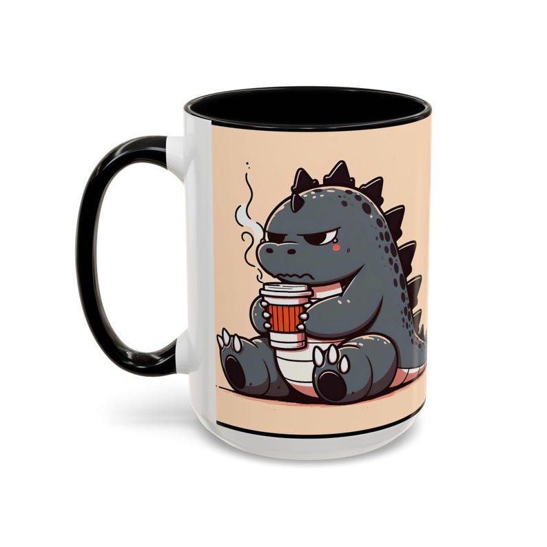 Grumpy Godzilla 15 Oz Mug, Kaiju Mug, Gojira Mug, Monster Mug, Anime ...