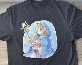 Zelda With Staff Kids/Adult Unisex Shirt, Legend Of Zelda, Gamer Shirt, Legends Of Echo