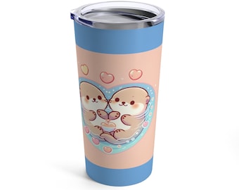 Otter Liebe 20 Unzen Becher, süßer Otter Becher, süßer rosa Becher, süßer Tier Becher, süßer Paar Becher, Liebe Becher