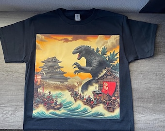 Godzilla Japanese Art Style Kids/Adult Unisex Tee, Godzilla Japan Shirt, Japanese Art Shirt, Anime Shirt, Kaiju Shirt, Gojira Shirt