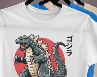 Anime Godzilla Kanji Toddler/Kids/Adult Unisex Graphic Shirt, Monster Yokai Shirt, Gamer Kaiju Shirt, Anime Dino T Rex Shirt, Japanese Shirt