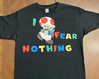 Camiseta unisex Toad No Fear para niños y adultos, camiseta Toad, camiseta Toad Mario, camiseta Super Mario, camiseta Mario, camiseta Nintendo, camiseta Toad Super Mario