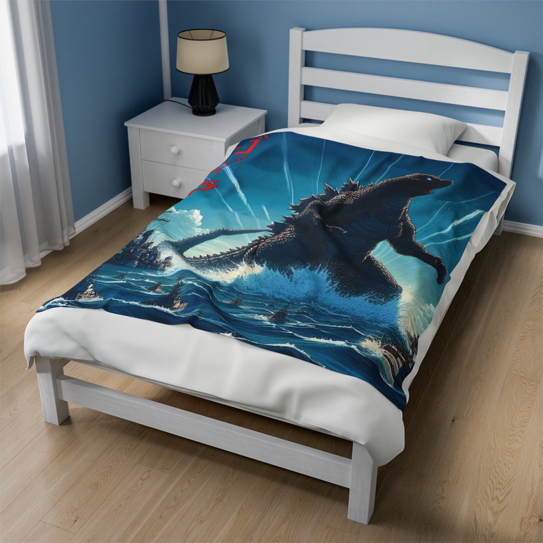 Godzilla Rises Plush Throw Blanket, Anime Godzilla Blanket, Kids Blanket, Japanese Blanket, Kaiju Blanket, Gojira Blanket 50" x 60" (Twin)