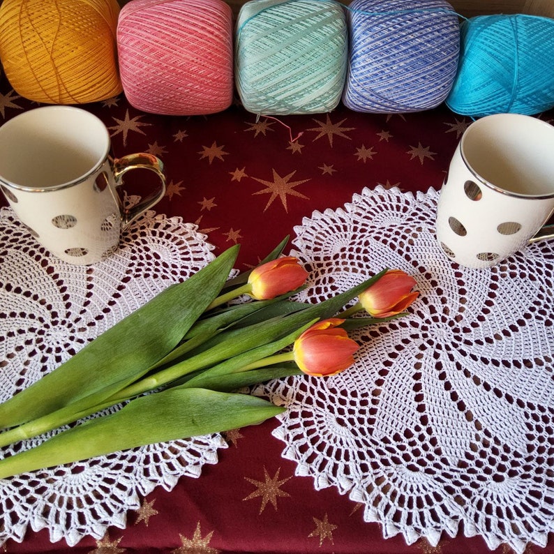 Crochet doily White Lace crochet doily Crochet coasters Crochet napkin table centerpiece small doily gift doilies by NataliaKuCrocher zdjęcie 2