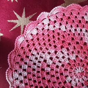 Crochet doily hot pink Lace crochet doily Small serving napkins Crochet napkin table small doily gift doilies by NataliaKuCrocher zdjęcie 3