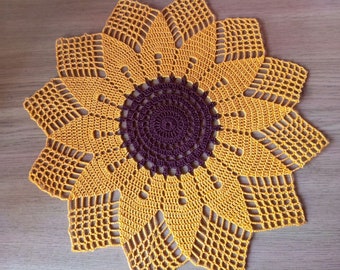 Crochet doily Sunflower Easter doily Crochet coasters Crochet napkin table centerpiece small doily gift doilies by NataliaKuCrocher