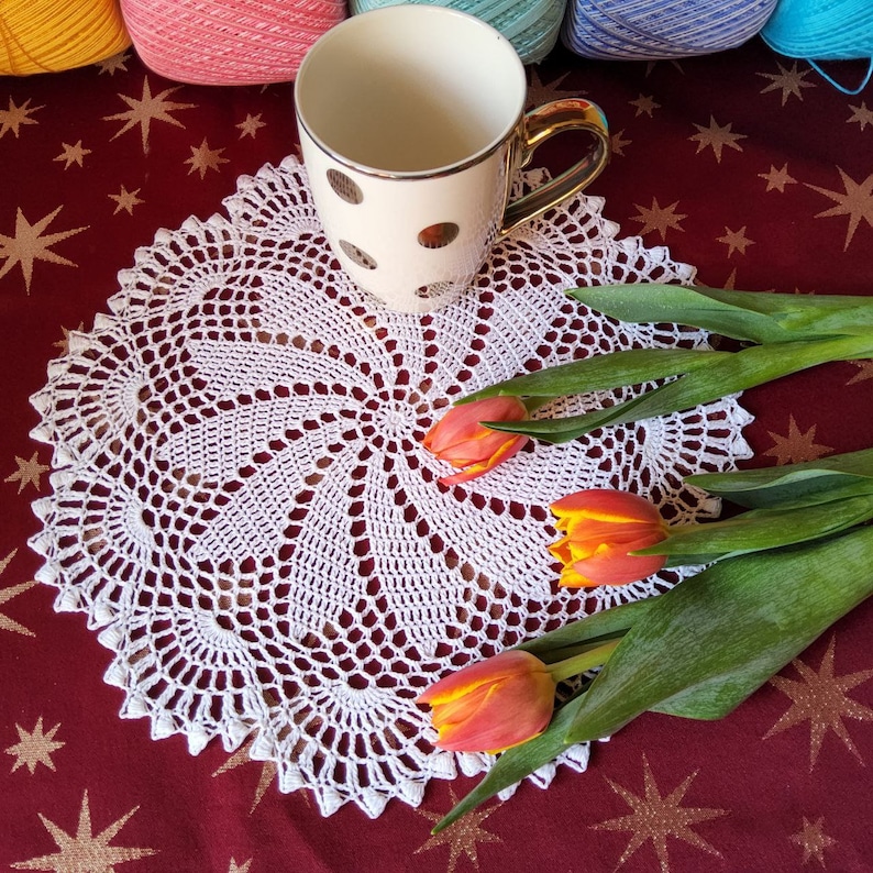 Crochet doily White Lace crochet doily Crochet coasters Crochet napkin table centerpiece small doily gift doilies by NataliaKuCrocher zdjęcie 6