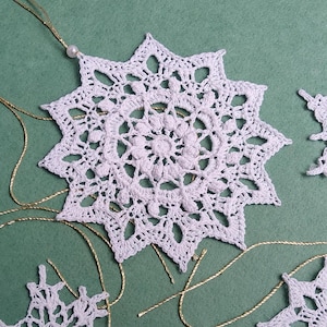 Handmade Crochet Snowflake: White Christmas Ornament, Winter Decor